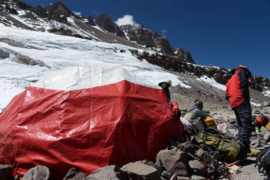 03 Aconcagua Above Inka Expediciones Tent At Camp 2 Nido de Condores 5600m On Descent From Colera Camp 3 To Plaza de Mulas